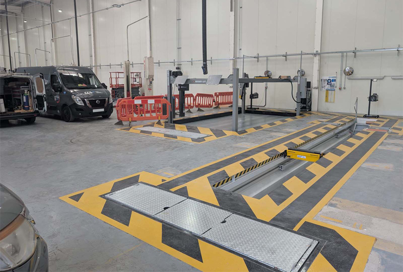 Extensive light commercial vehicle workshop installation for Adams Morey, Southampton.