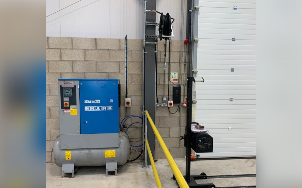 Air compressor, relocated from the local authority's previous vehicle maintenance workshop and installed in the new facilities