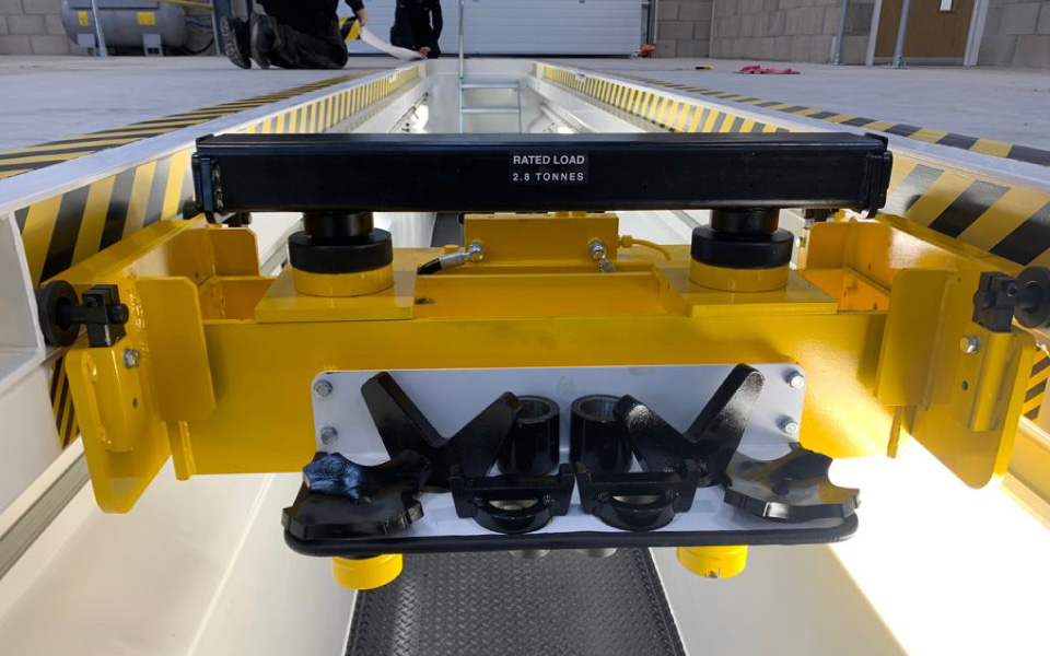 Vehicle inspection pits are equipped with pit jacks for complete vehicle servicing capabilities, together with integrated LED lighting for clear working by the client's workshop team.