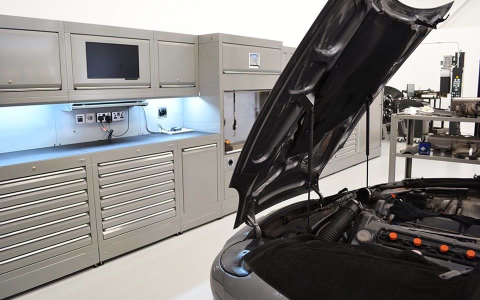 Dura workshop furniture installed by CCS Garage Equipment at Aston Martin Cheltenham
