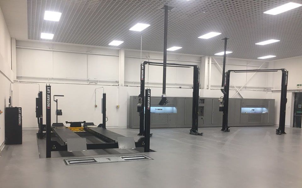 Garage equipment installation by CCS Garage Equipment including MOT bay & 2-post vehicle lifts