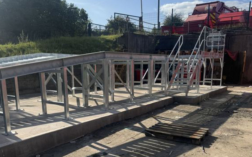 New galvanised steel wash ramp for Biffa Carlisle's waste depot.