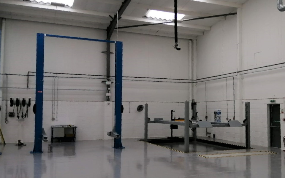 Fully operational, tested and commissioned light commercial vehicle workshop designed and installed by CCS Garage Equipment for Lookers Ford Transit Centre