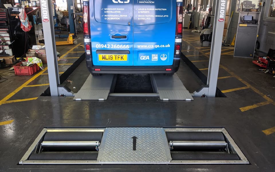 Photo of light commercial vehicle used in testing of MOT bay for Lookers Ford Transit Centre in Colchester