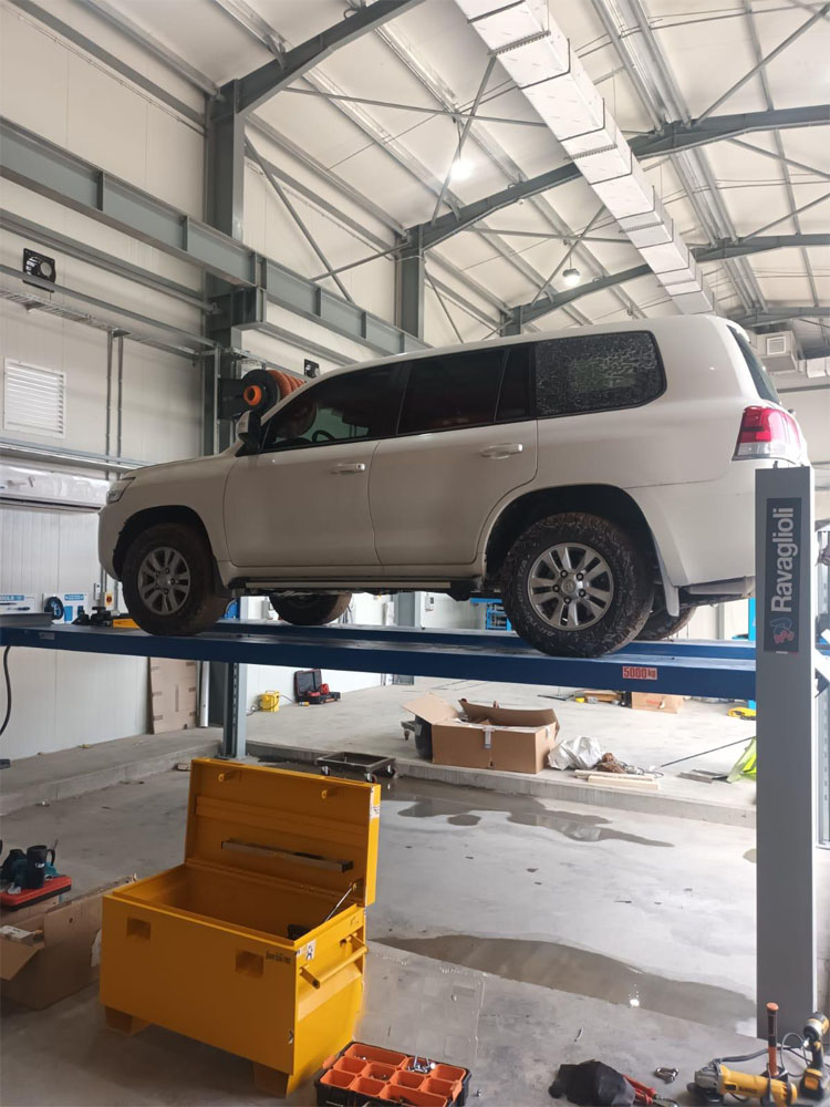 4-post vehicle lift installed by CCS Garage Equipment installation engineers.