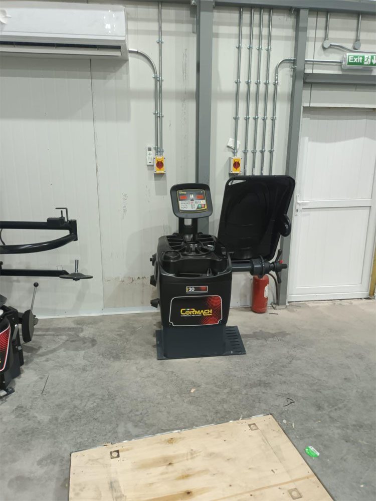 Cormach's wheel balancer installed by CCS Garage equipment for military and defence sector client.