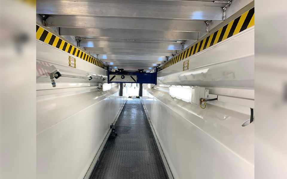 Vehicle inspection pit for military airfield workshop installed by CCS Garage Equipment.