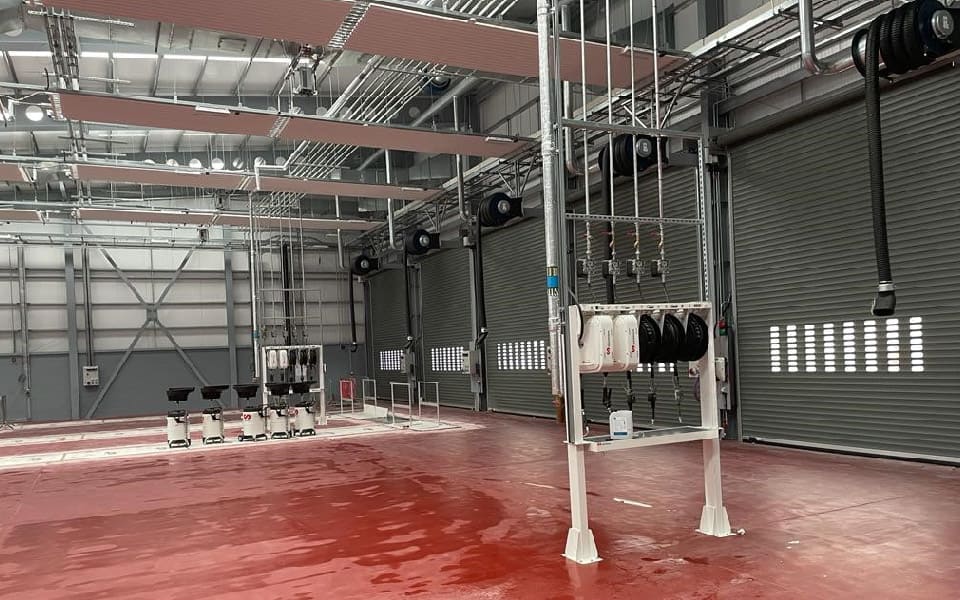 Garage equipment being installed for new garage workshop