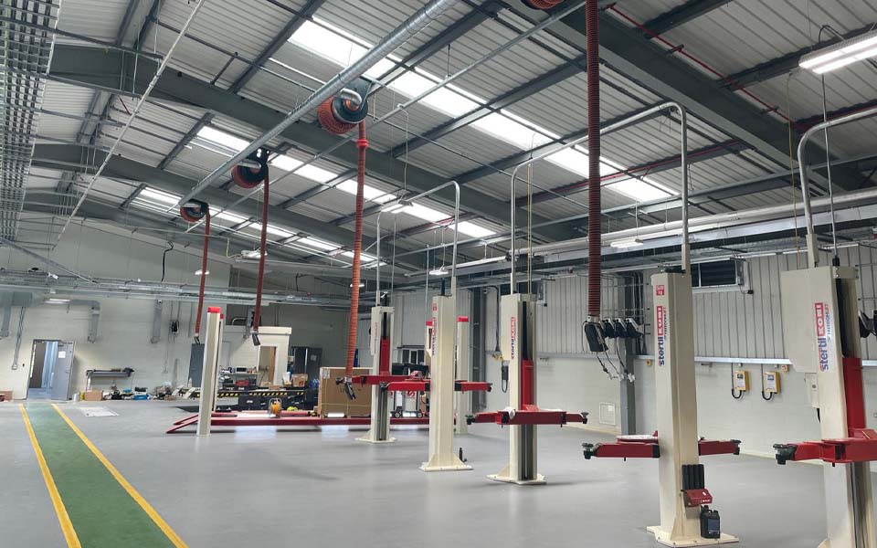 LEV fume extraction, lubrication systems, distribution and pipework built within the new NWAS depot.