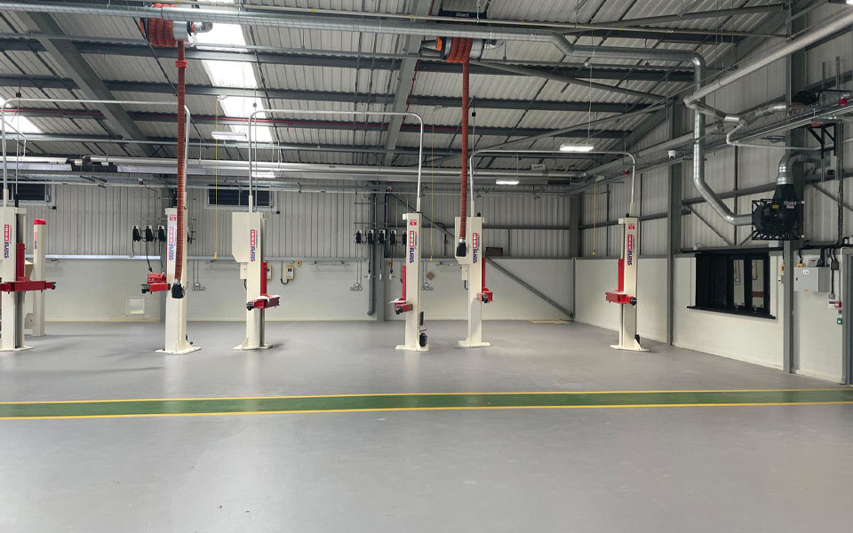 3 Stertil Koni Freedomlifts inside of new workshop depot for NWAS.