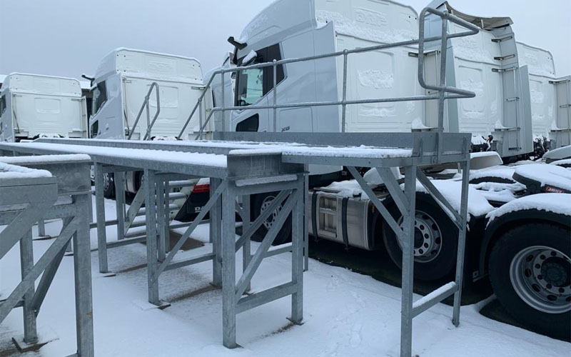 Galvanised to protect against damage & rusting, & providing a long-lasting, secure ramp, CCS Garage Equipment installs 25-ton wash ramp for Woodwards Truck and Van Centre in Wigan
