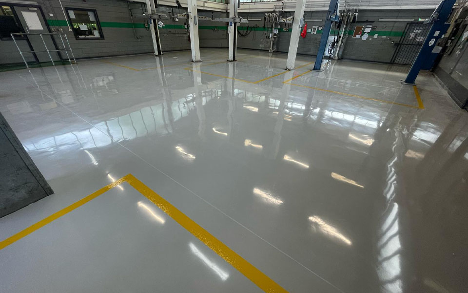 Diamond ground epoxy resin floor paint applied by CCS