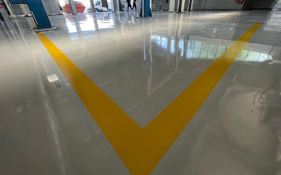 Professional epoxy resin workshop installation for Northgate Vehicle Hires Derby Depot