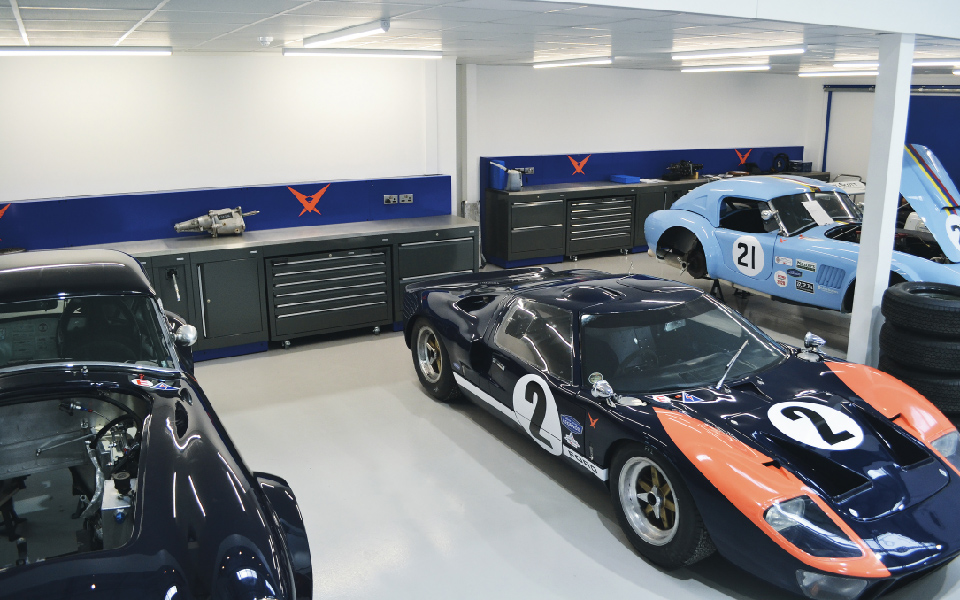 Pursuit Racing’s custom-branded workshop furniture created by Dura and installed by CCS Garage Equipment for Pursuit’s motorsport servicing and maintenance workshop in Bicester