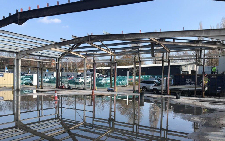 Building works for Renault’s new vehicle workshop in Stockport, Cheshire