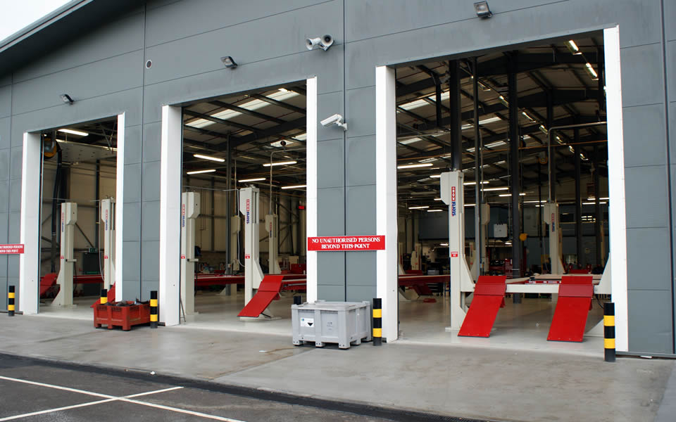 Exterior of South Wales Fire Service vehicle maintenance workshop completed by CCS Garage Equipment