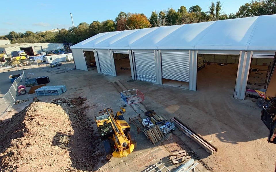 8-bay commercial vehicle workshop being installed