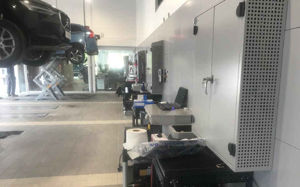 Garage equipment installation project for vehicle dealership Volvo Shrewsbury