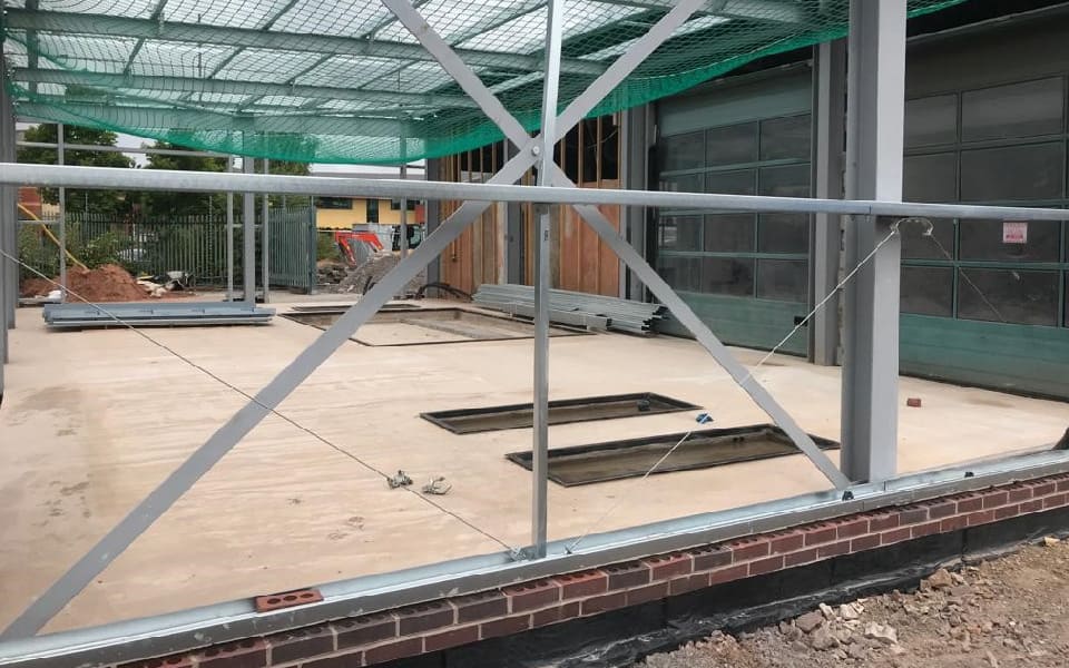 Construction and groundworks by CCS Garage Equipment at Volvo, Shrewsbury, including recessed areas for later installation of vehicle scissor lifts