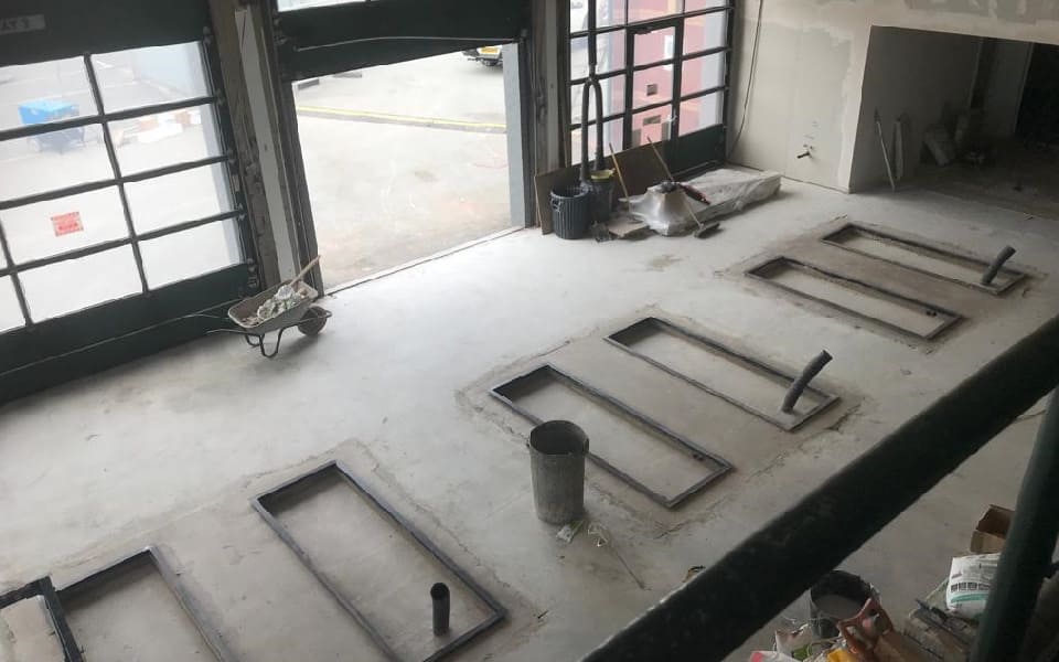 Recessed scissor vehicle lifts will be installed in each service bay by CCS Garage Equipment at Volvo’s new dealership in Shrewsbury