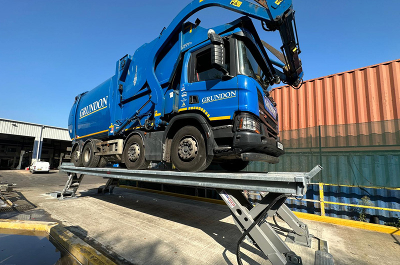 Commercial vehicle on a Wash Ramp installed by CCS