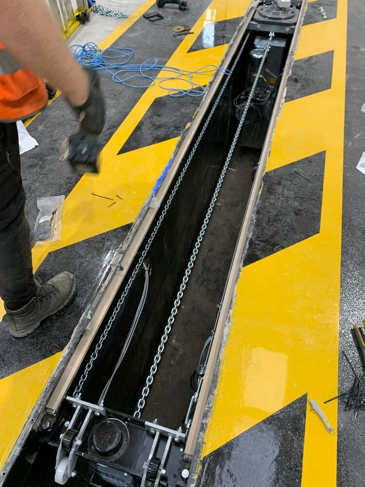 Internal vehicle lifting columns and adjustment mechanisms now in position