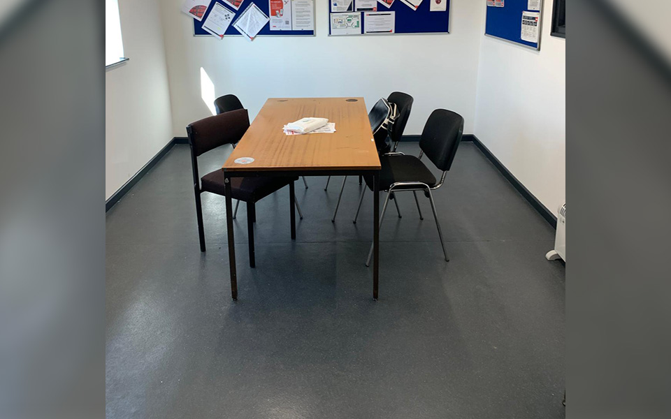 New flooring installed inside Biffa office space.