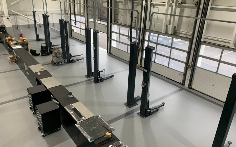 The final stages of our garage equipment installation for Toyota Belfast, which included installation, testing and commission of 12 Nussbaum Smart Lifts to the workshop's service bays.  