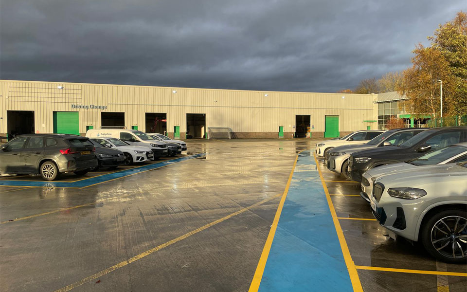 Exterior of workshop building where CCS installed garage equipment for Lanes Group.