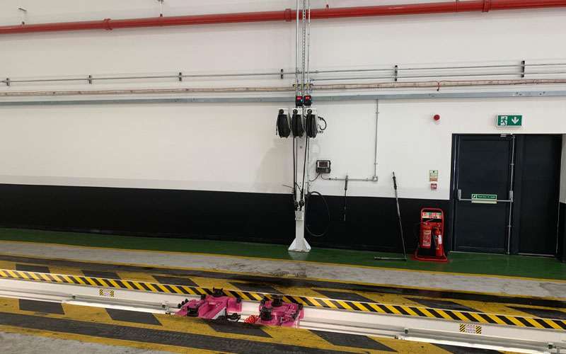 Samoa lubrication equipment including hoses, reels and distribution network installed by CCS Garage Equipment.