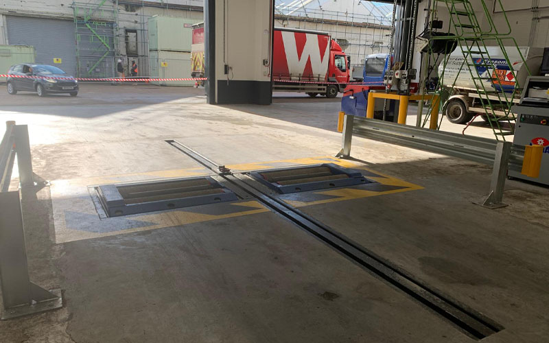 Simulated load brake tester installed at Adams Moreys new Eastleigh workshop in Hampshire.