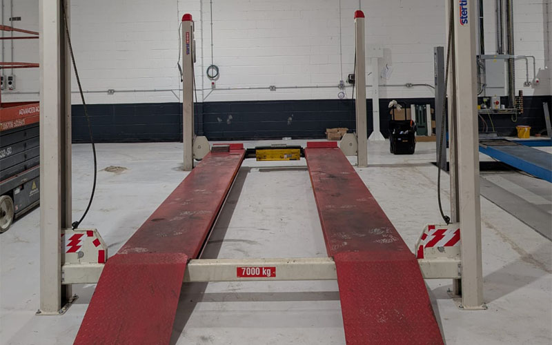 Stertil Konis 4 Post Lift relocated and installed by CCS at the Eastleigh site.