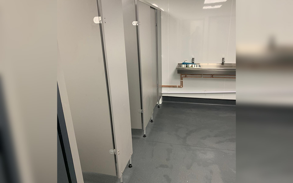 Commercial toilet cubicles installed at Nottingham waste management depot for Biffa.